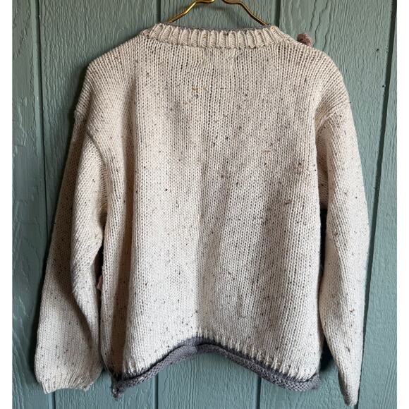 Vintage 80s Floral Embellishment Hand Knit Cardigan, Large - Picture 6 of 6